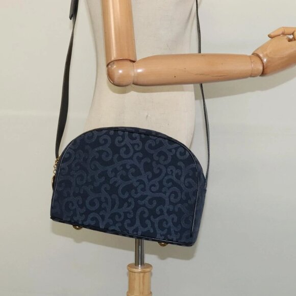 SAINT LAURENT Shoulder Bag Canvas Navy Gold Auth bs28993 - Picture 1 of 14